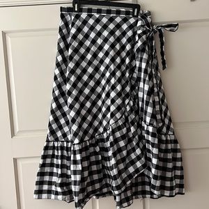 J Crew gingham ruffled wrap skirt sz 14
